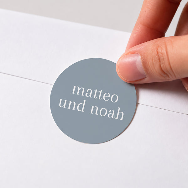 Sticker Geburt Rund Blaue Zwillinge foto