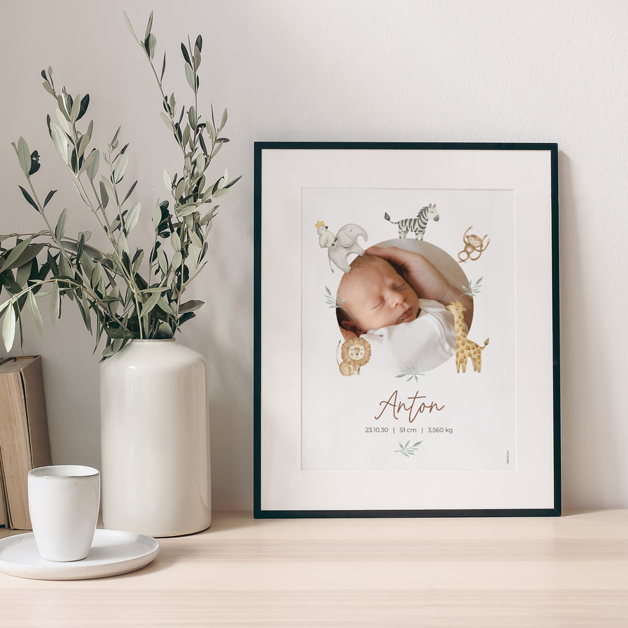 Poster Geburt Porträt Jungle Happiness foto