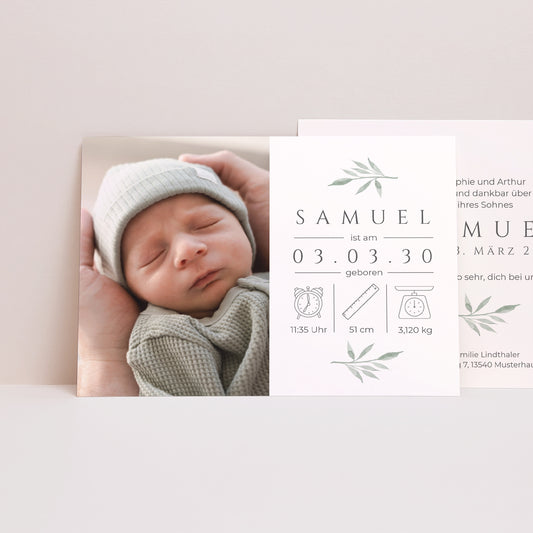 Geburtskarte Landschaft Kleine Pousse foto