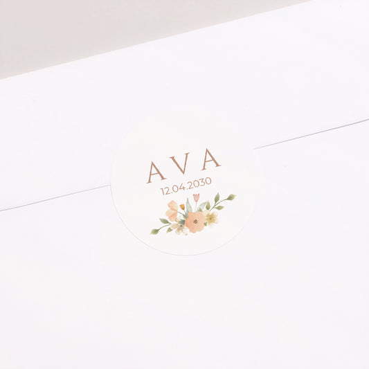 Sticker Geburt Rund Floralia foto