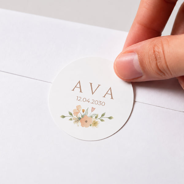 Sticker Geburt Rund Floralia foto