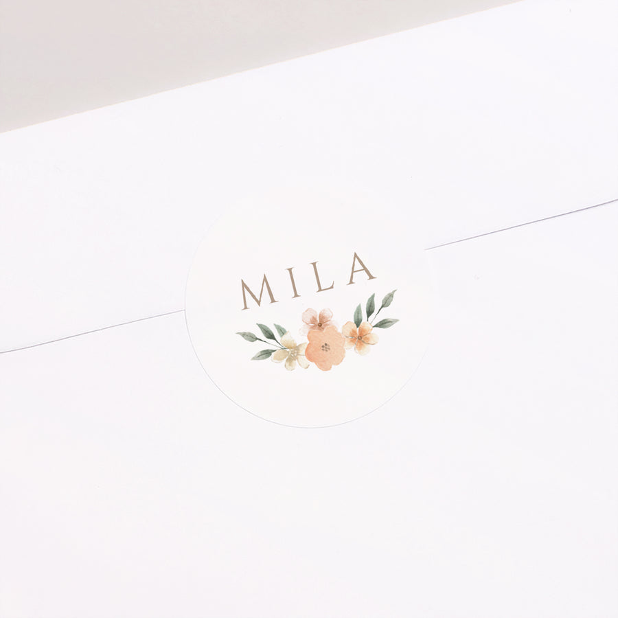 Sticker Geburt Rund Blumige Süße foto