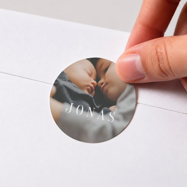 Sticker Geburt Rund Zeitlos foto