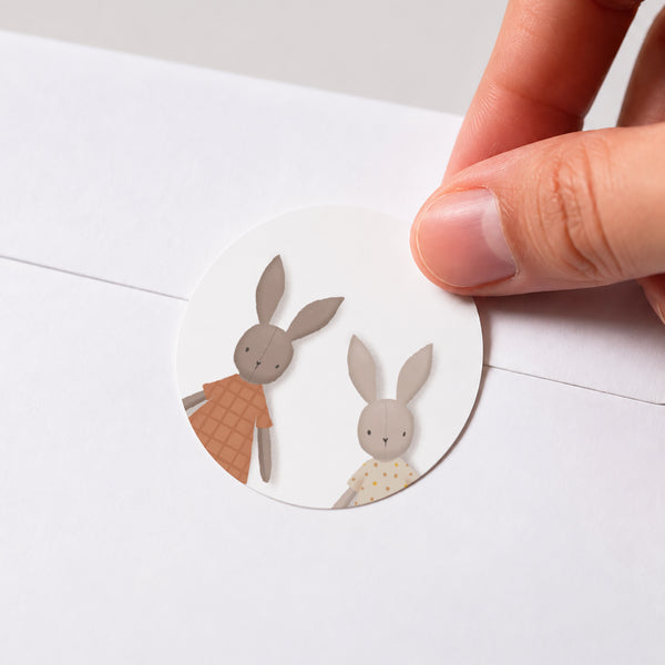 Sticker Geburt Rund Kaninchen Duo foto