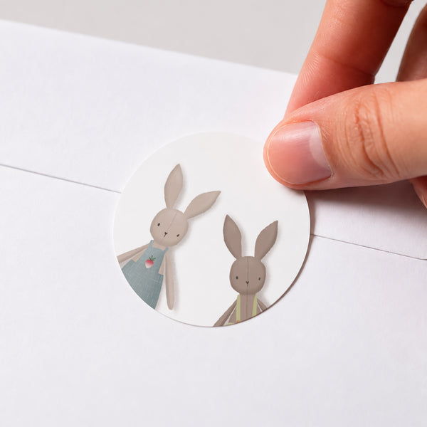 Sticker Geburt Rund Llittle Bunnies foto