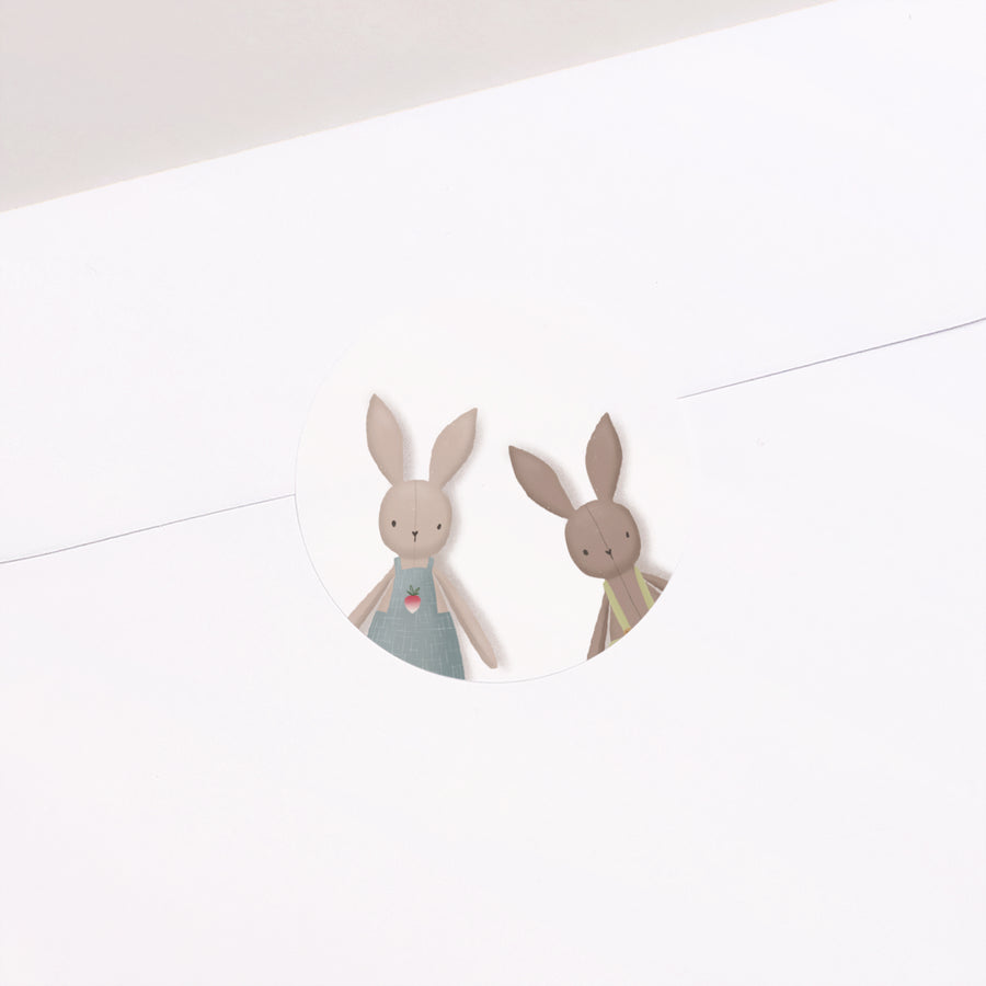Sticker Geburt Rund Llittle Bunnies foto