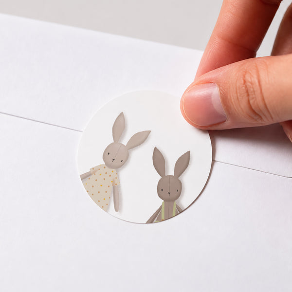 Sticker Geburt Rund Mein Kuscheltier Kaninchen Grün und Rosa foto