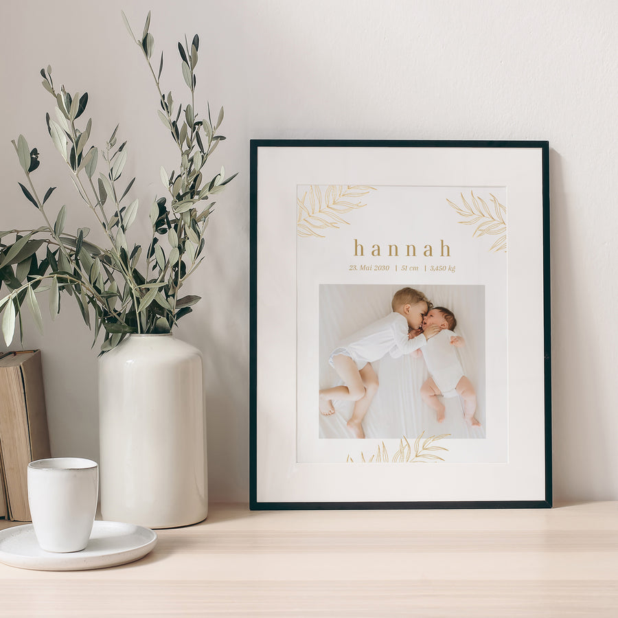 Poster Geburt Porträt Palmen des Goldes foto