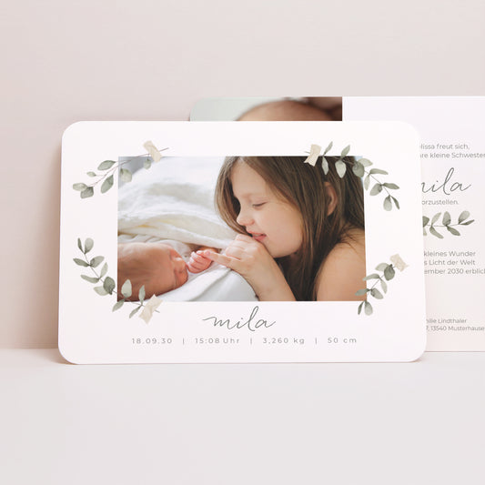 Geburtskarte Landschaft, abgerundete Ränder foto