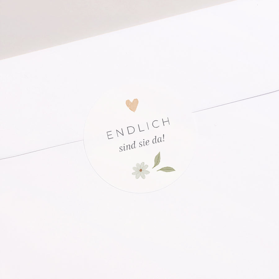 Sticker Geburt Rund Liberty-Motiv Sonnenblume Zwillinge foto