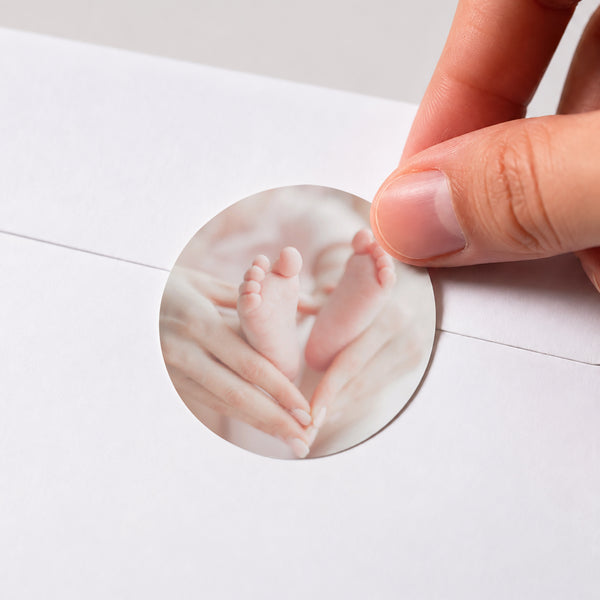 Sticker Geburt Rund Reines Rosa foto