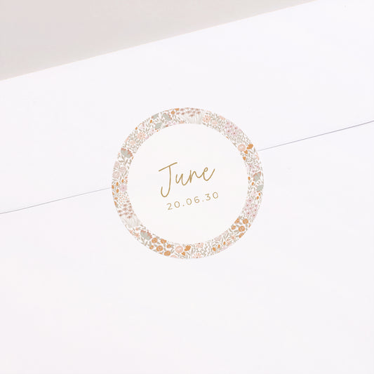 Sticker Geburt Rund Liberty Flowers foto