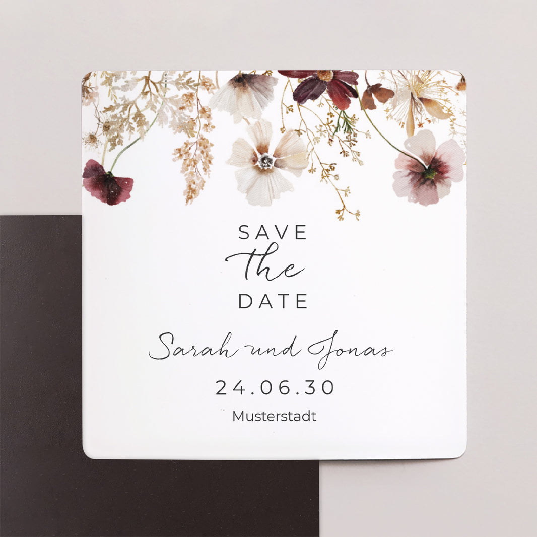 Save the date Karte Hochzeit Satz von 9, magnetisch. getrocknete Wiesenblumen foto N° 1