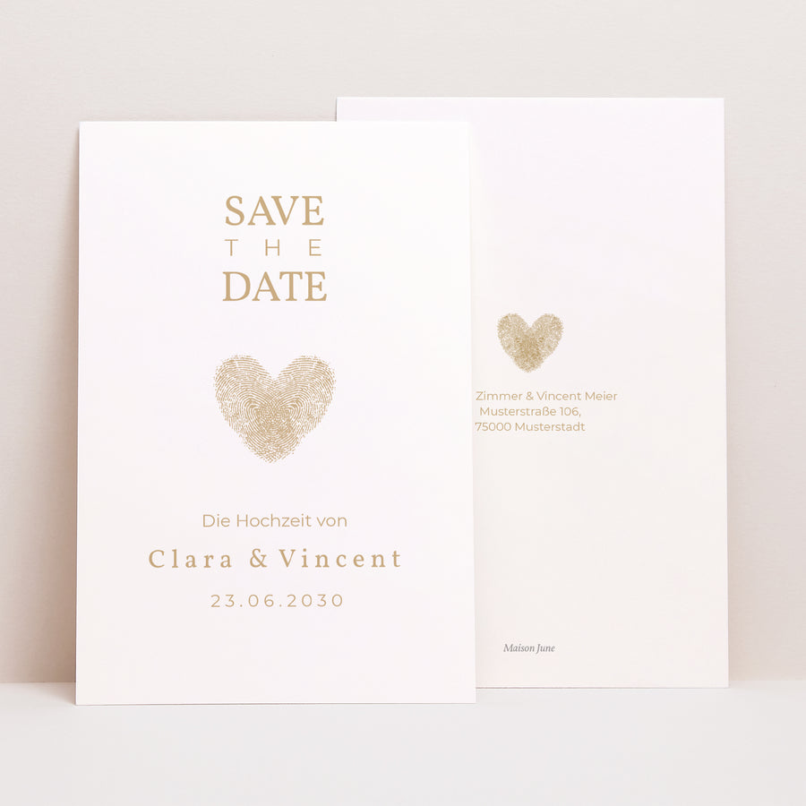 Save the date Karte Hochzeit PortraitPorträt Empeintes foto