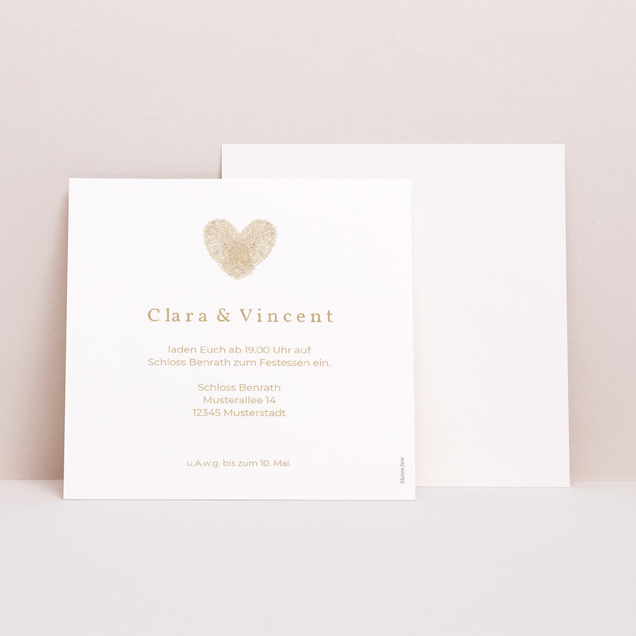 Beilegekarte Hochzeit Quadrat Empeintes foto