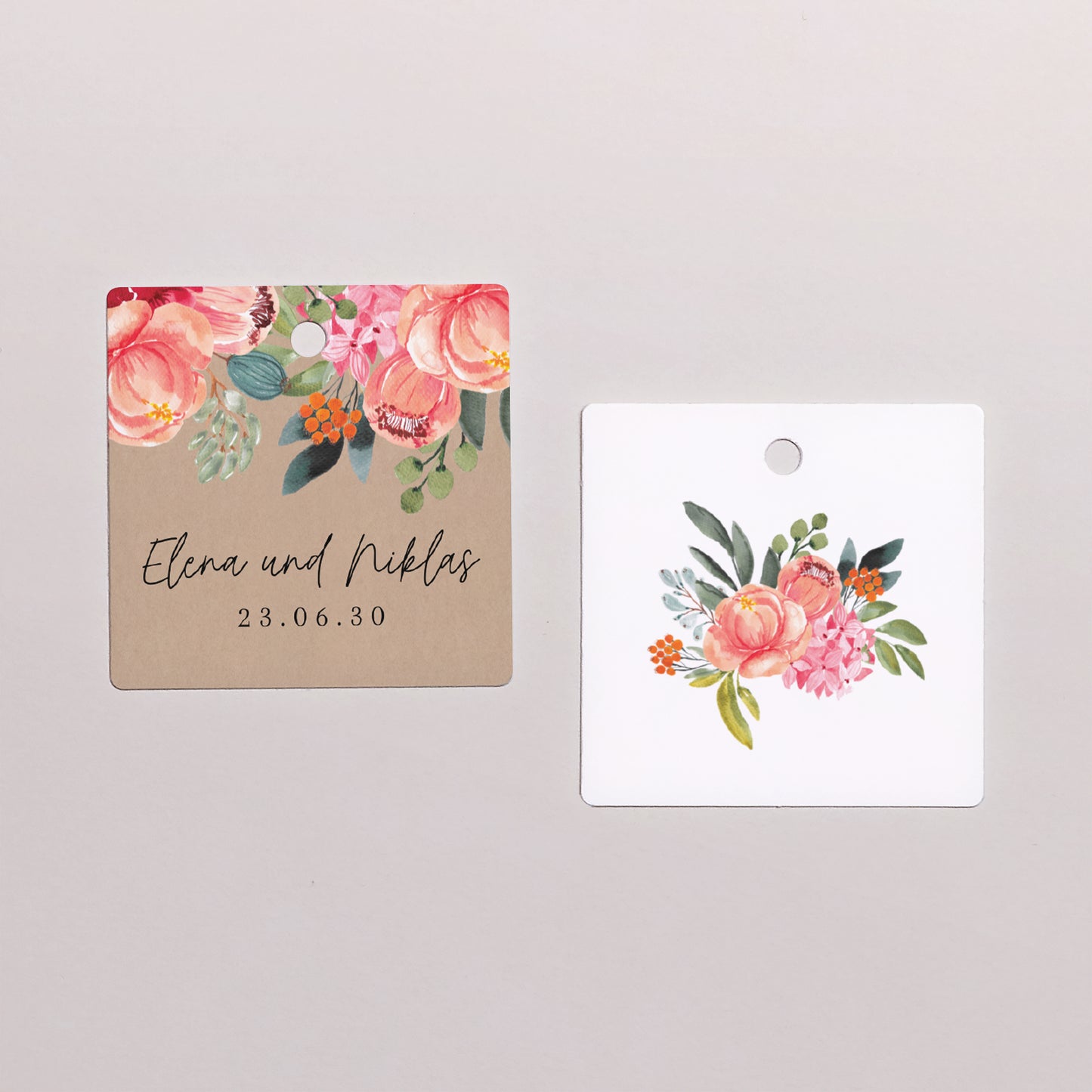 Geschenkbox Hochzeit Kugel mit quadratischem Etikett Pops Blumen foto N° 3