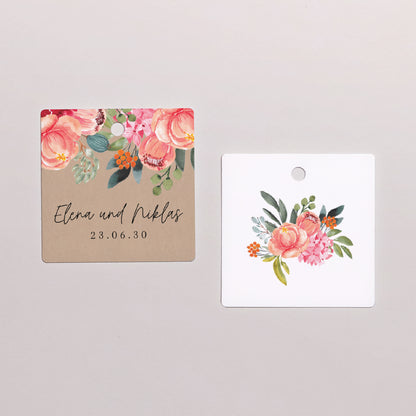 Geschenkbox Hochzeit Kugel mit quadratischem Etikett Pops Blumen foto N° 3
