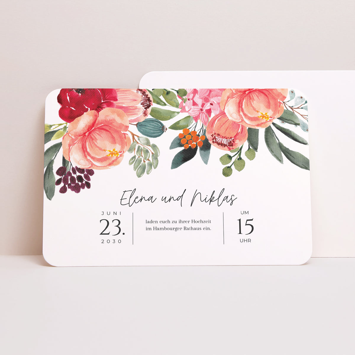 Hochzeitseinladung Landschaft, abgerundete Ränder Pops Blumen foto