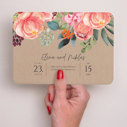 Hochzeitseinladung Landschaft, abgerundete Ränder Pops Blumen foto N° 3