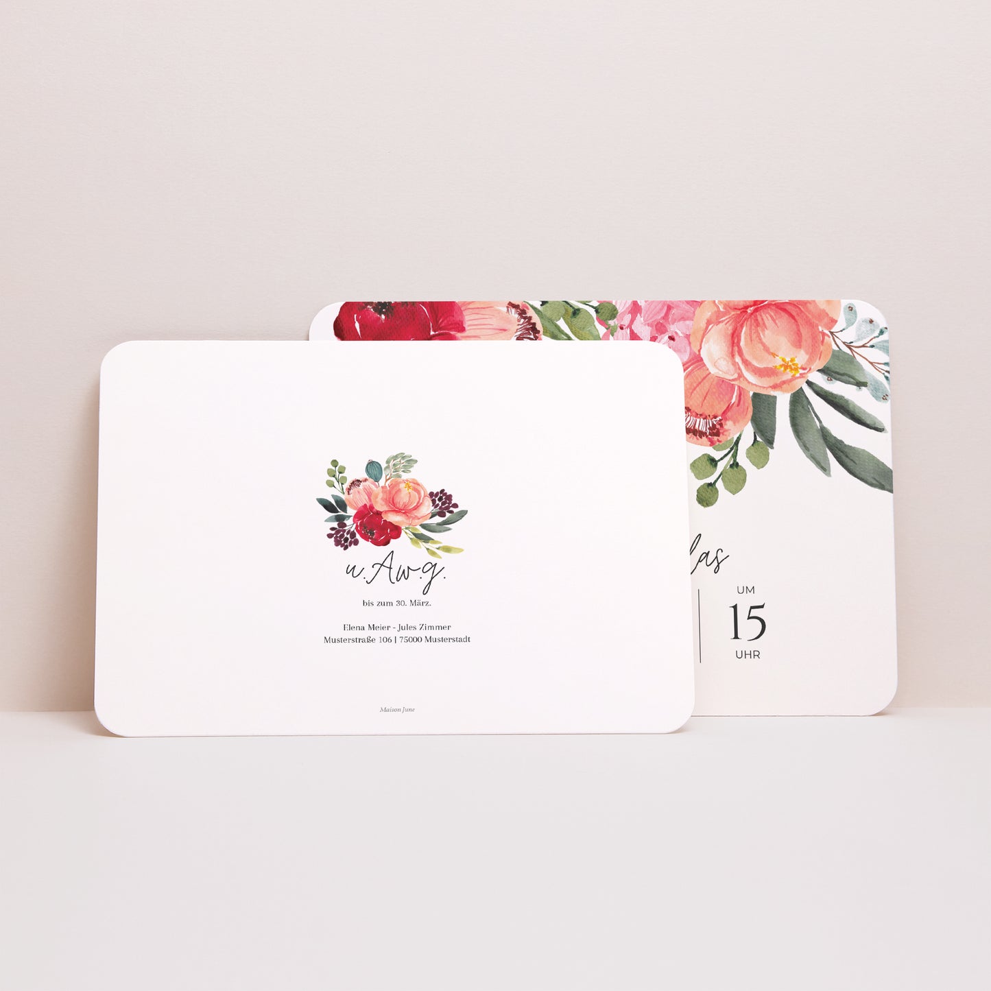 Hochzeitseinladung Landschaft, abgerundete Ränder Pops Blumen foto N° 3