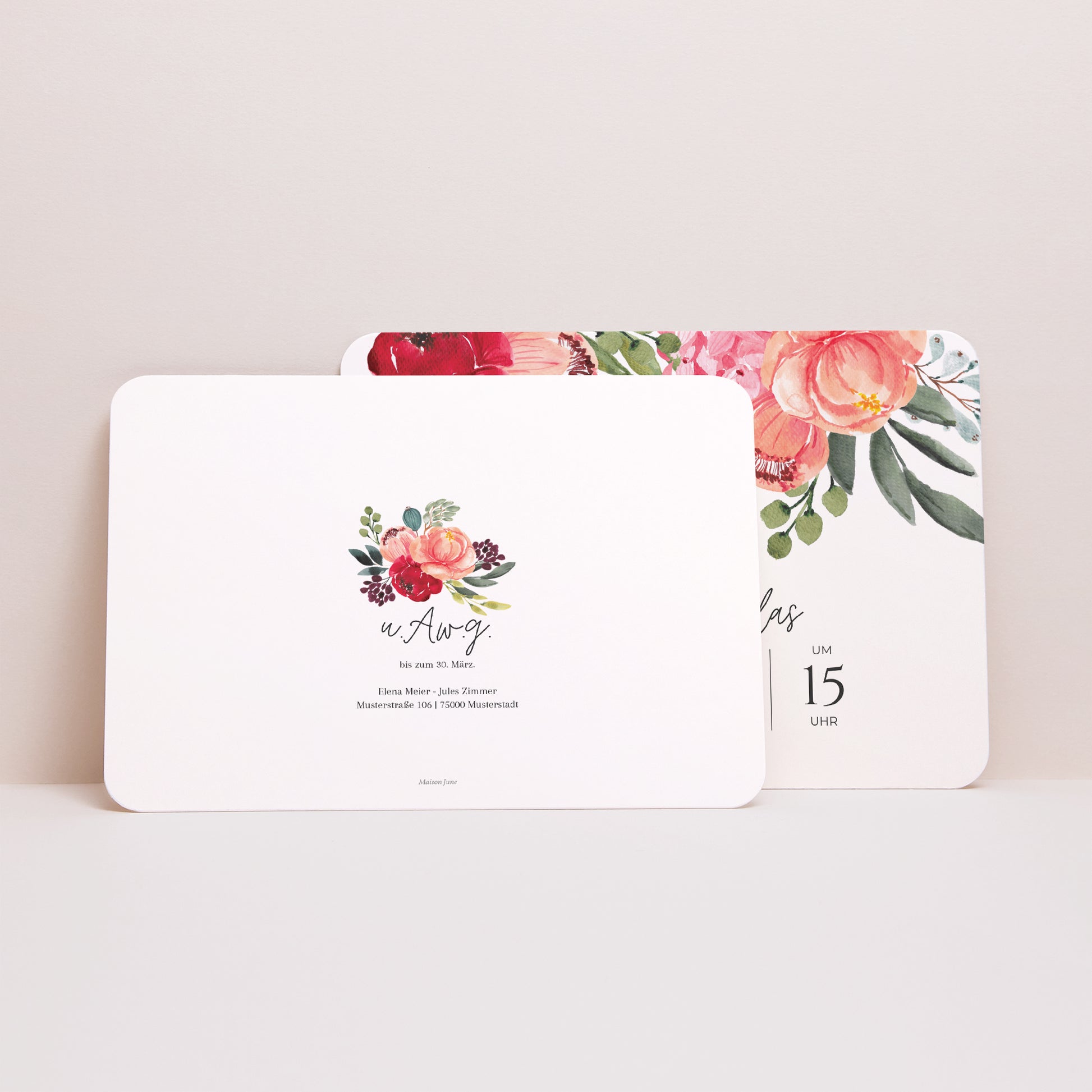 Hochzeitseinladung Landschaft, abgerundete Ränder Pops Blumen foto N° 3