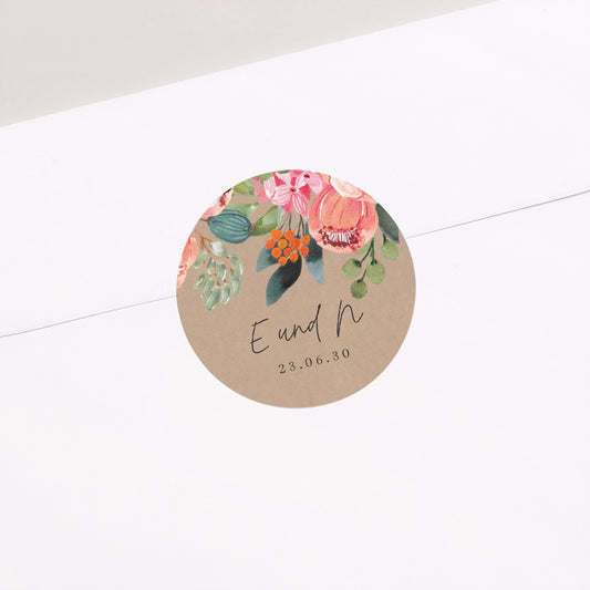 Sticker Hochzeit Rund Pops Blumen foto