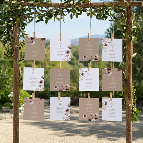 Sitzplan Hochzeit Pack von 12 Getrocknete Wiesenblumen II