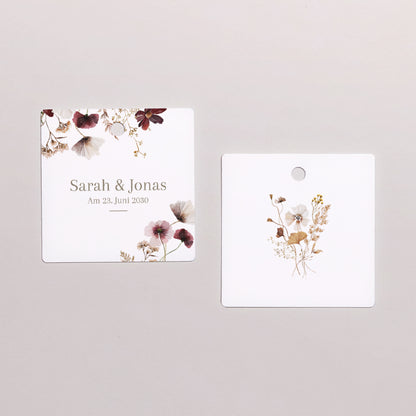 Geschenkbox Hochzeit Kugel mit quadratischem Etikett Getrocknete Wiesenblumen II foto N° 3