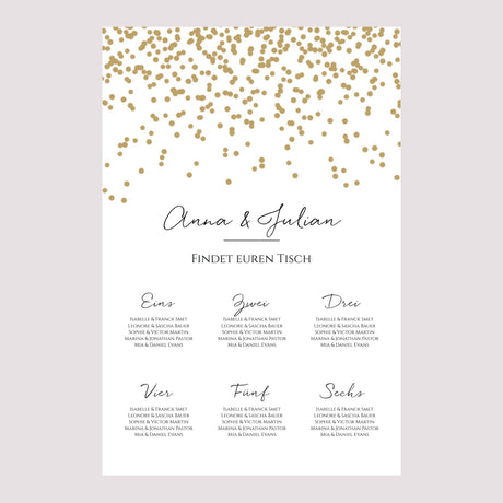 Sitzplan Hochzeit Porträt Konfetti