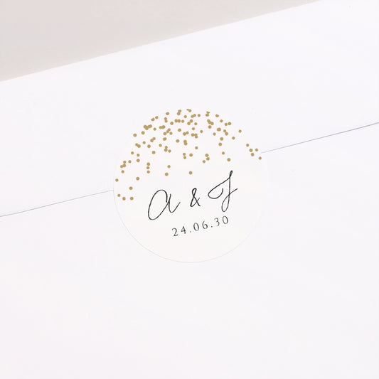 Sticker Hochzeit Rund Konfetti foto