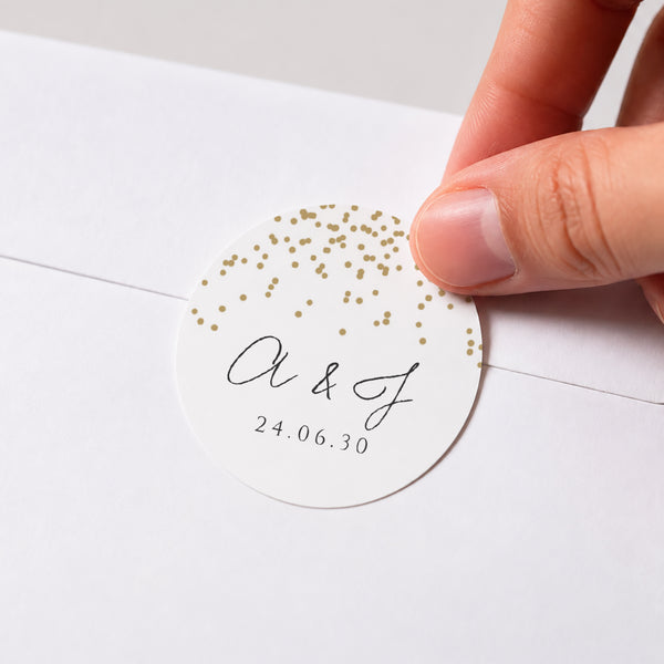 Sticker Hochzeit Rund Konfetti foto