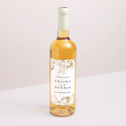 Flaschenetikett Hochzeit Porträt Goldene Blumenmuster foto N° 1