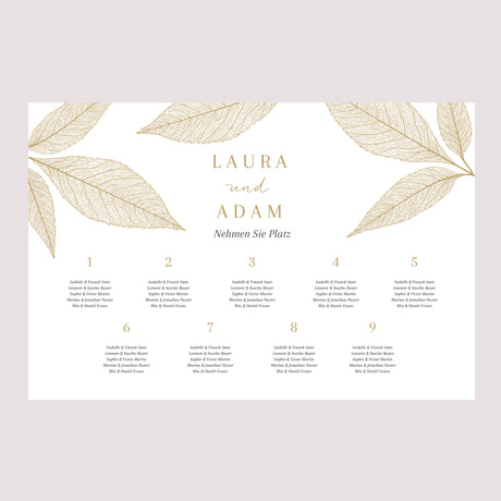 Sitzplan Hochzeit Landschaft Goldene Blätter