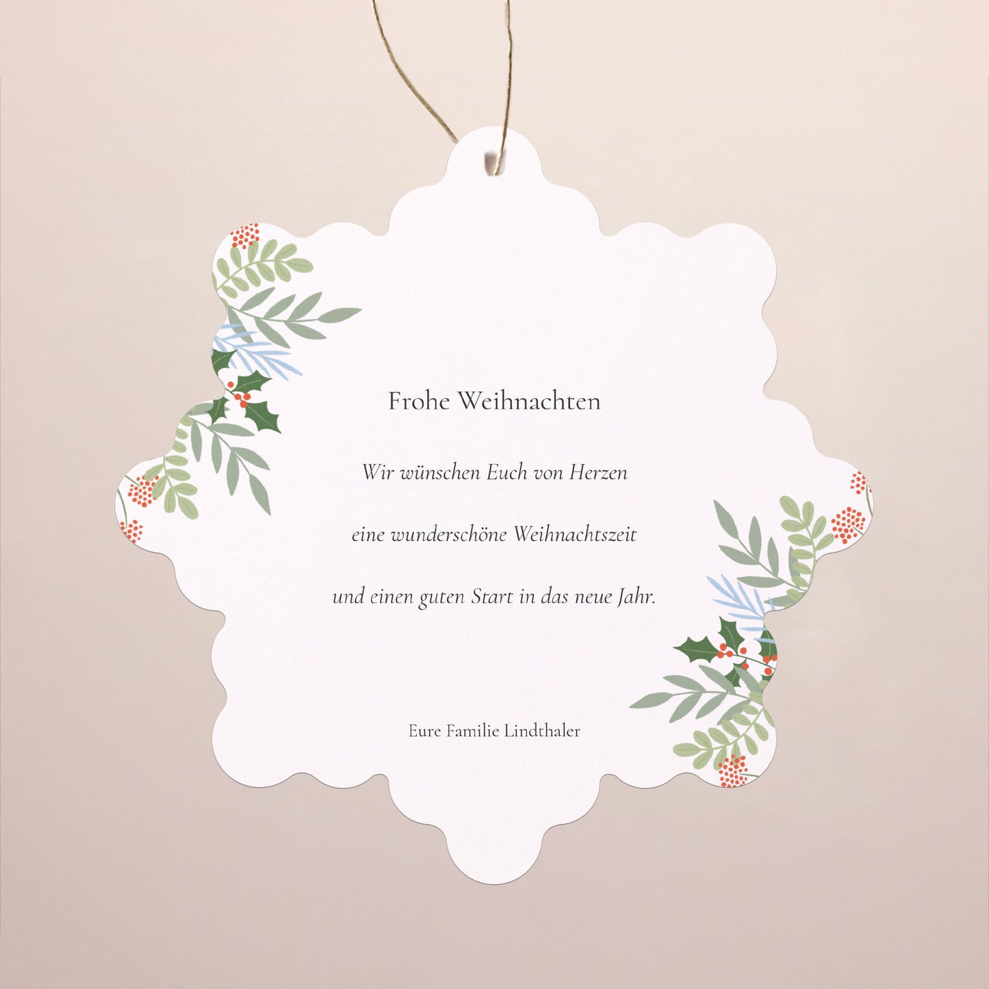 Weihnachtskarte Weihnachten Schwebende Schneeflocke Ein Lächeln für Weihnachten foto N° 2