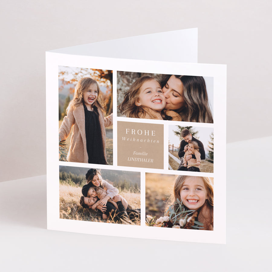 Weihnachtskarte Weihnachten Doppelflügiges Quadrat foto