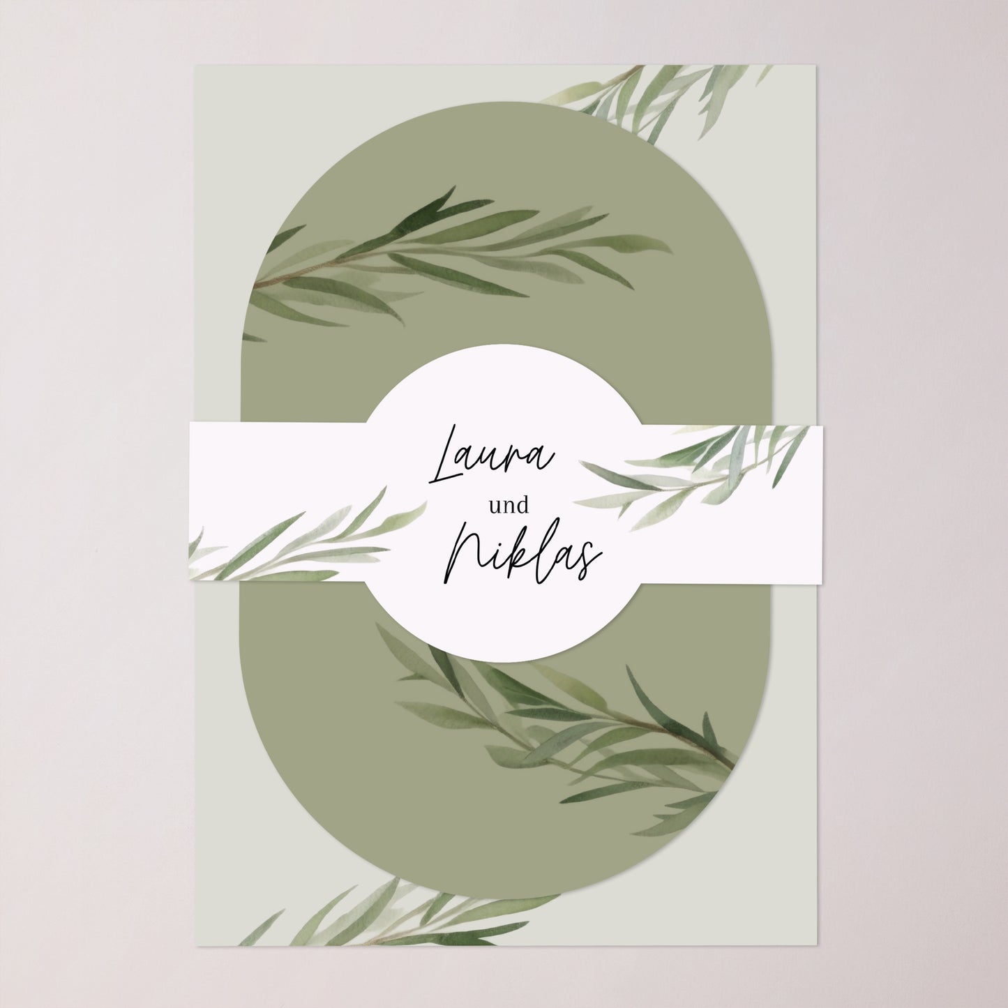 Hochzeitseinladung Banner, 2 Karten Olivenblätter foto N° 1