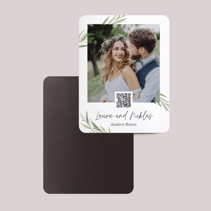 Dankeskarte Hochzeit Set von 8, magnetisch, rechteckig mit abgerundeten Ecken Olivenblätter foto N° 2