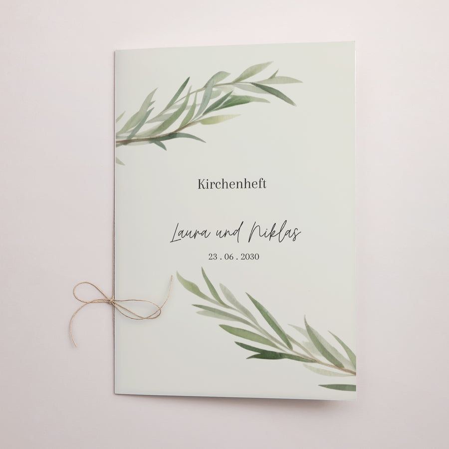 Kirchenheft Hochzeit Doppelflügel Olivenblätter foto