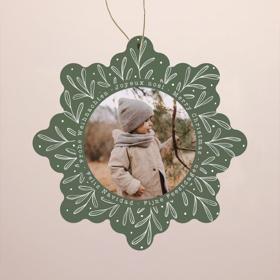 Weihnachtskarte Weihnachten Schwebende Schneeflocke foto