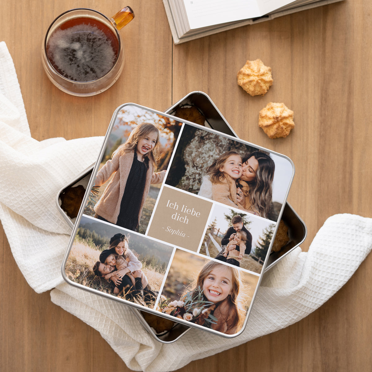 Metalldose Objekte Quadratisch Multiphotos kraft foto