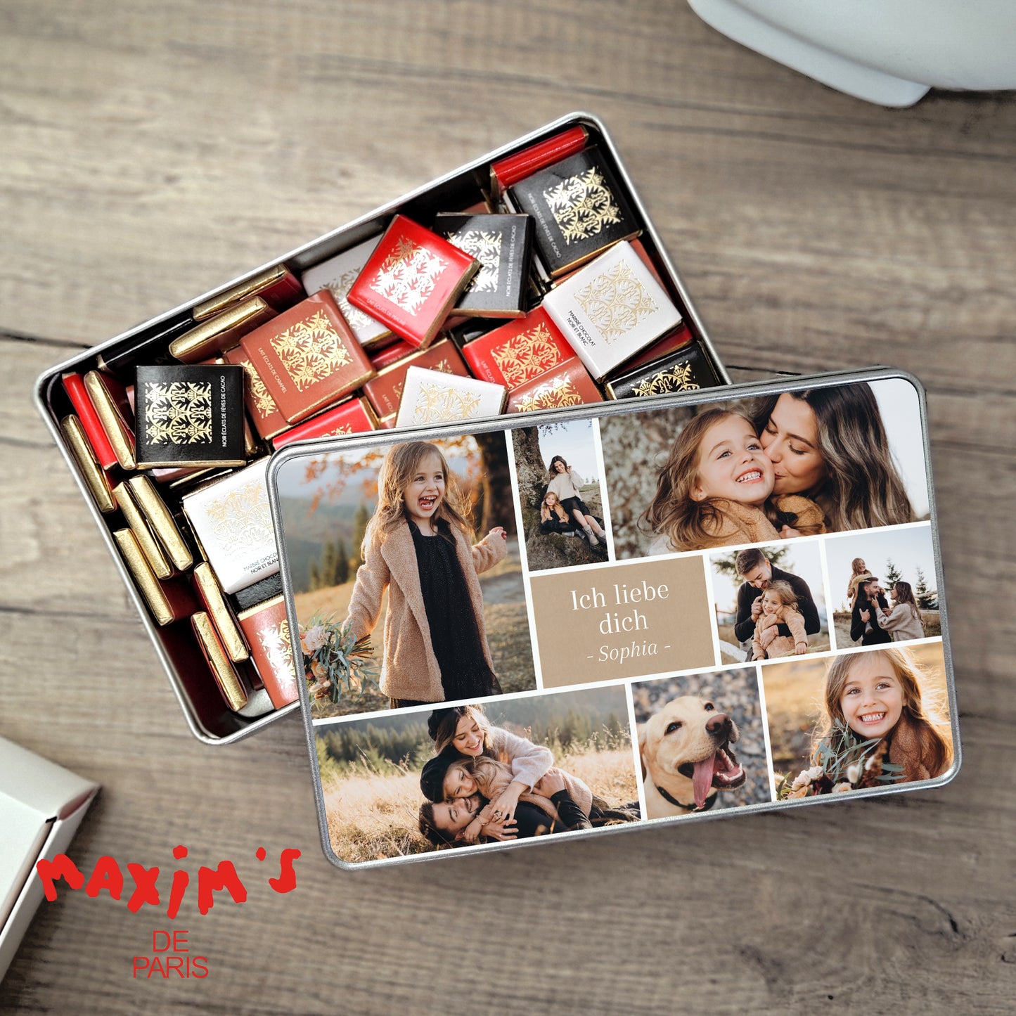 Metalldose Objekte rechteck, mit Schokolade gefüllt Multiphotos kraft foto N° 1