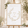 Begrüßungstafel Hochzeit Porträt 60 x 90 cm goldener Blumenkranz foto N° 1
