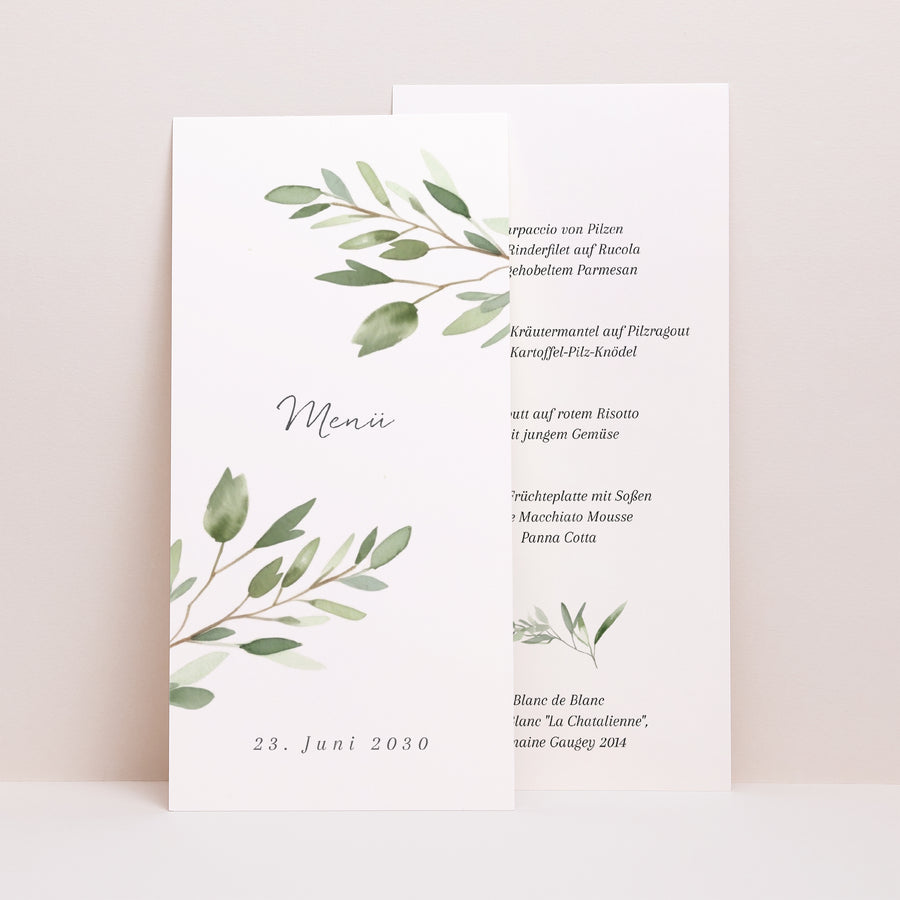 Menükarte Hochzeit Panoramatisches Porträt foto