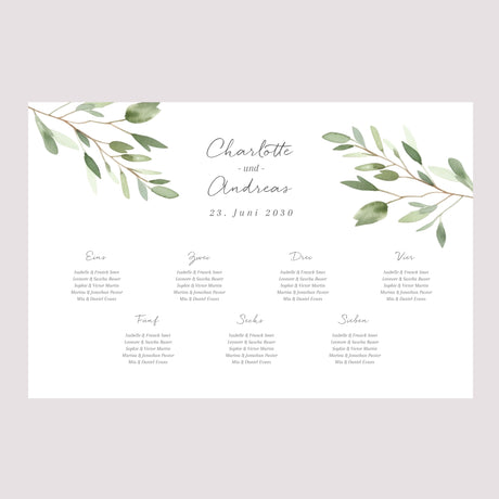 Sitzplan Hochzeit Landschaft Laub