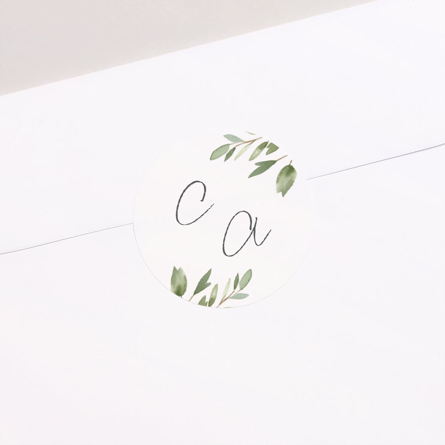 Sticker Hochzeit Rund Laub foto