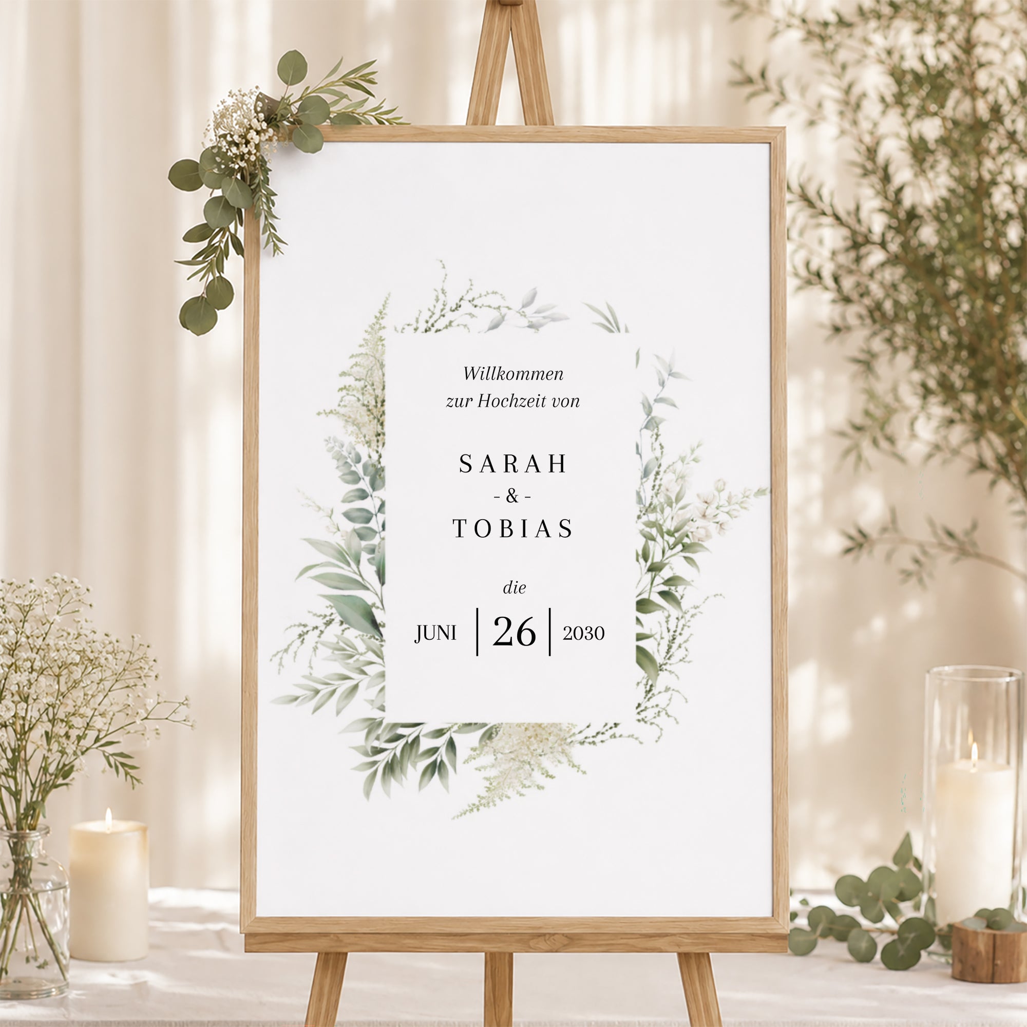 Begrüßungstafel Hochzeit Porträt 60 x 90 cm foto N° 1