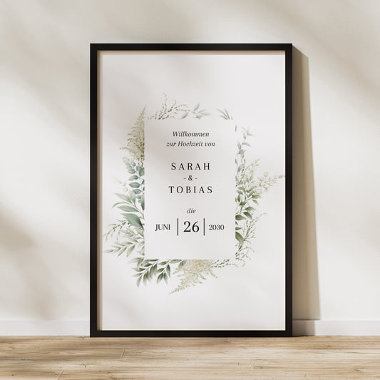 Begrüßungstafel Hochzeit Porträt 60 x 90 cm foto