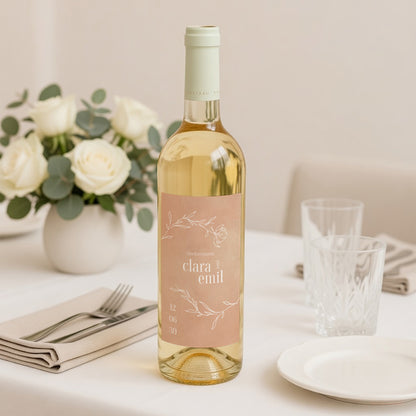 Flaschenetikett Hochzeit Porträt eine Seite voller Gedichte foto N° 2