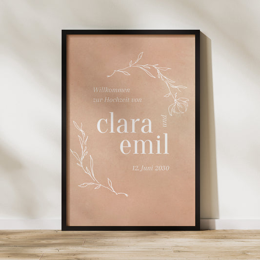 Begrüßungstafel Hochzeit Porträt 60 x 90 cm eine Seite voller Gedichte foto