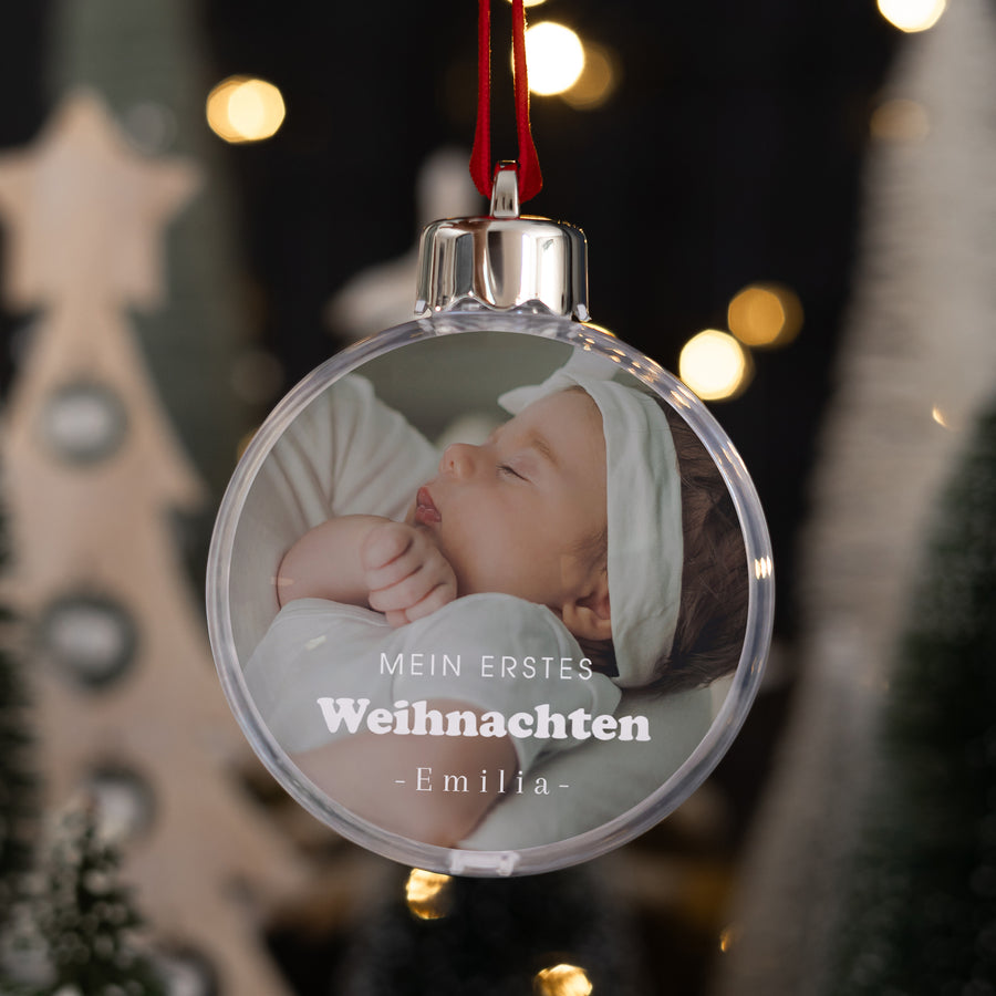 Weihnachtskugel Weihnachten Runde mein erstes Weihnachten foto